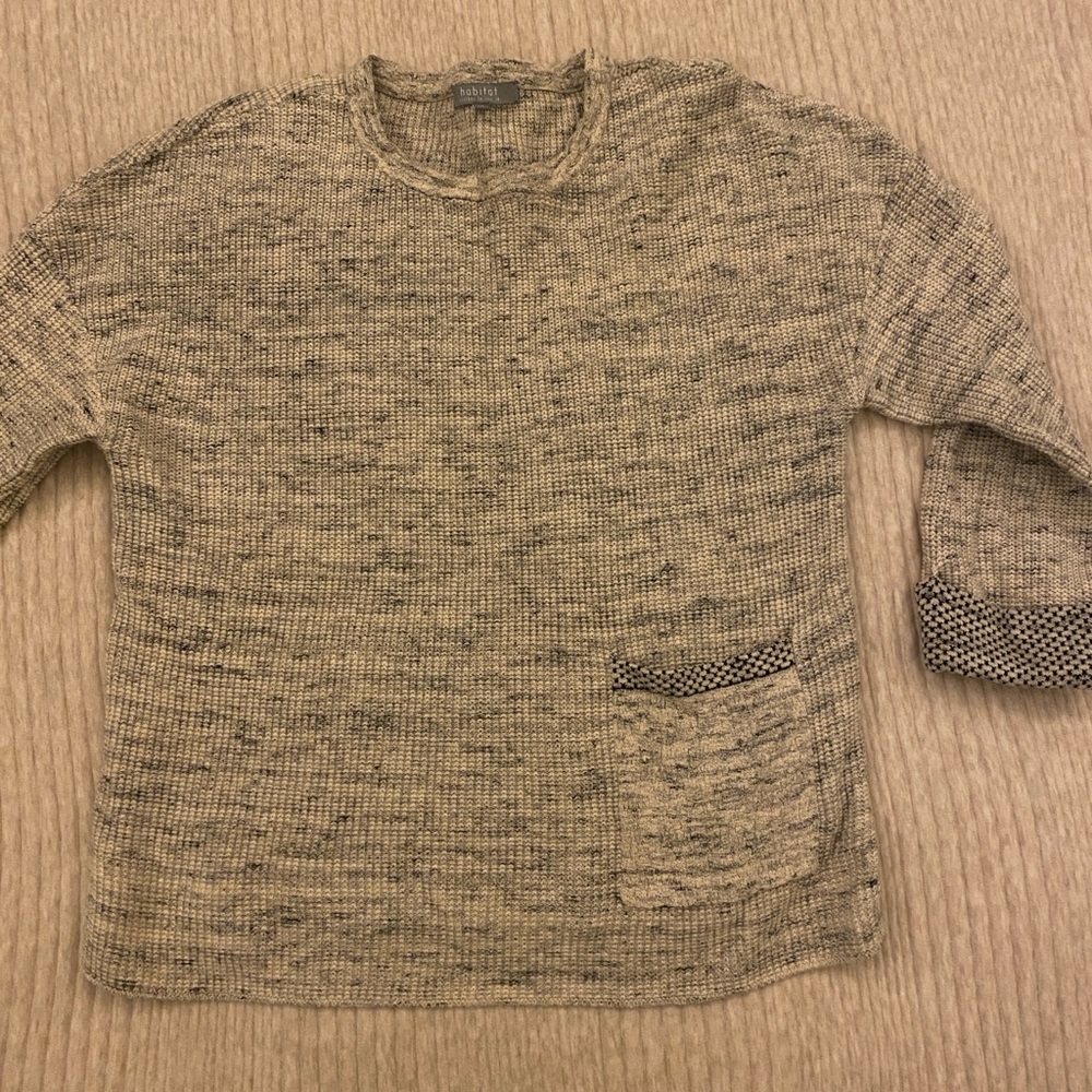 Marled White/Beige Cotton Sweater